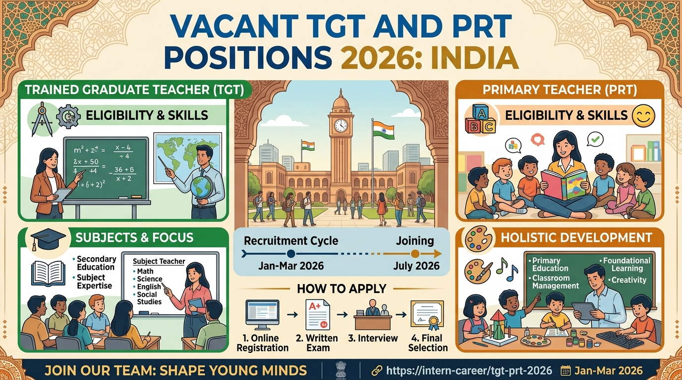Vacant TGT and PRT Positions 2026: Trained Graduate Teacher & Primary Teacher Job Opportunities