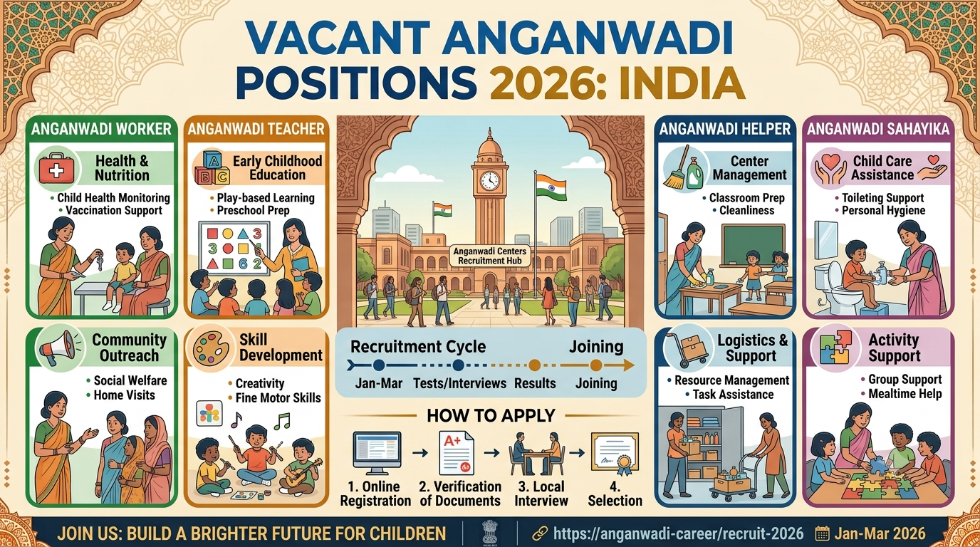 Vacant Anganwadi Positions 2026: Anganwadi Worker, Teacher, Helper and Sahayika Job Opportunities