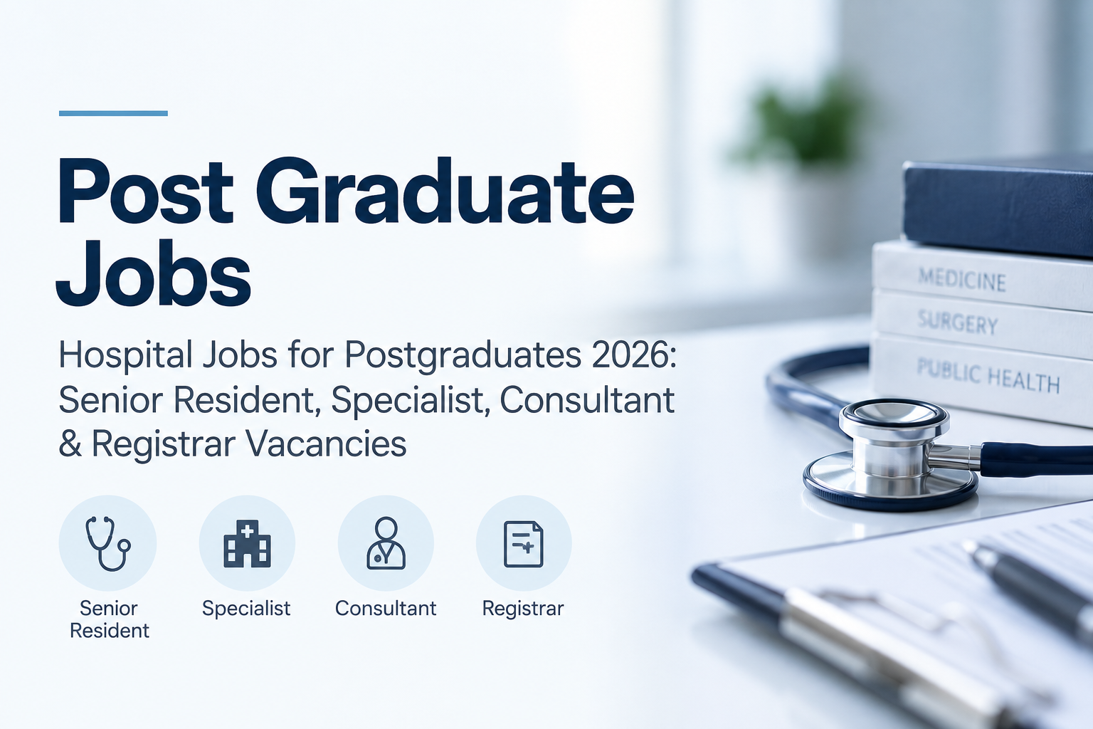 Hospital Jobs for Postgraduates 2026: Senior Resident, Specialist, Consultant & Registrar Vacancies