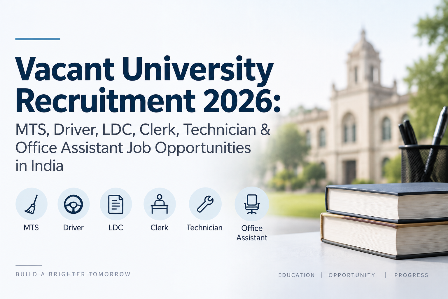 Vacant University Recruitment 2026: MTS, Driver, LDC, Clerk, Technician & Office Assistant Job Opportunities in India